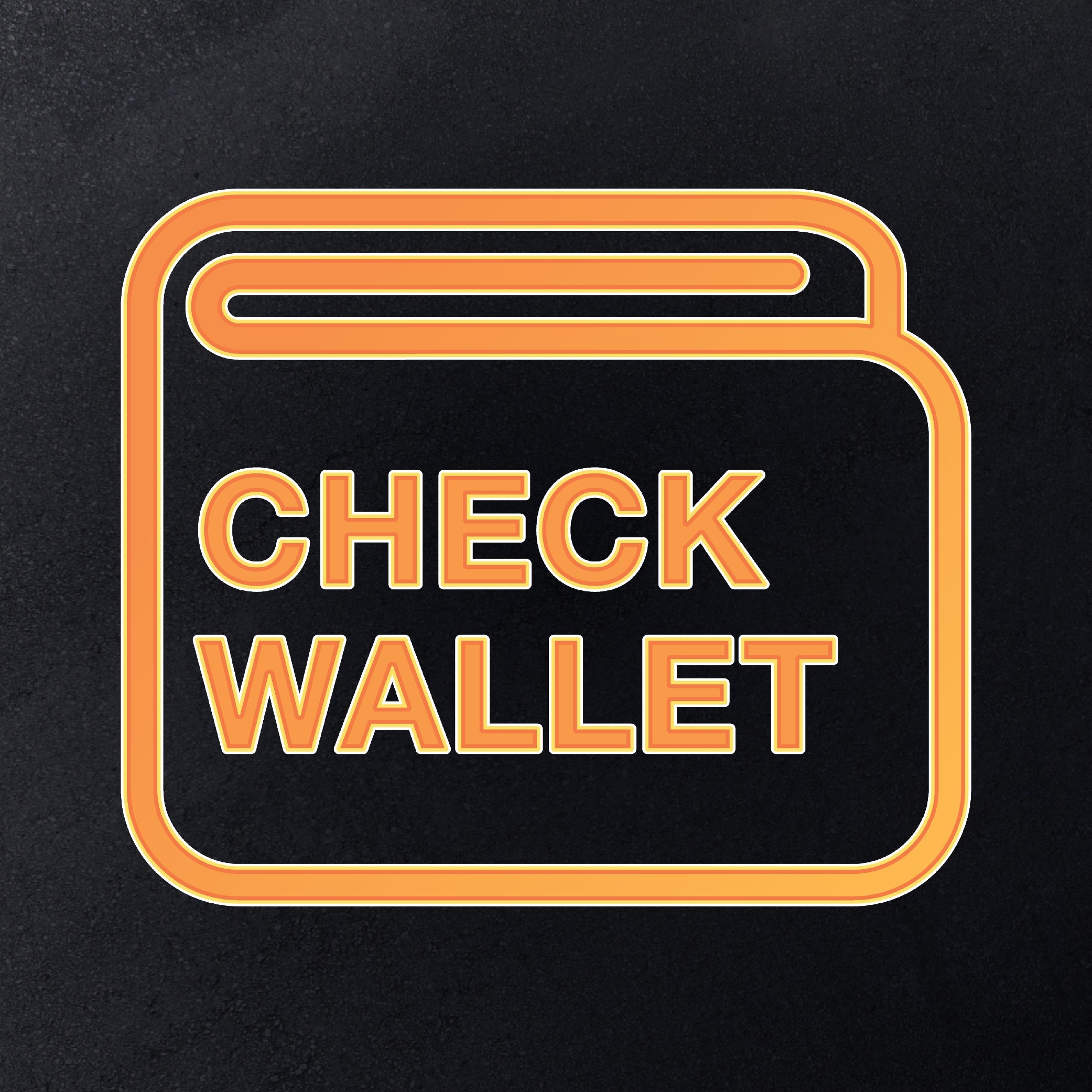 Car dashboard warning light with wallet and words "CHECK ENGINE" in middle